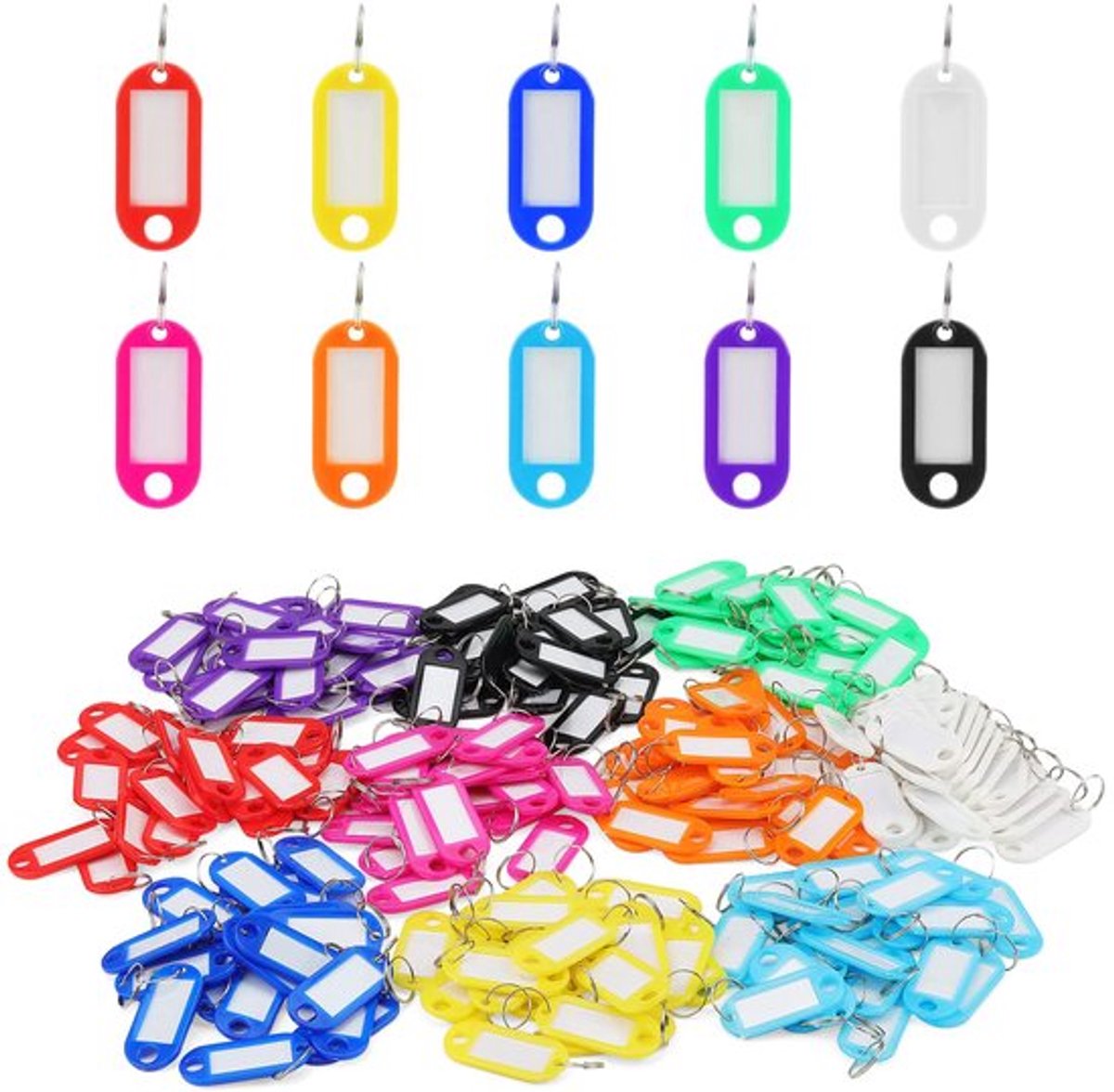 400 Stuks Sleutelhanger, 10 Kleuren Sleutellabels met Labels, Sleutellabels met Ring voor Kantoor Sleutellabels, DIY Hangend