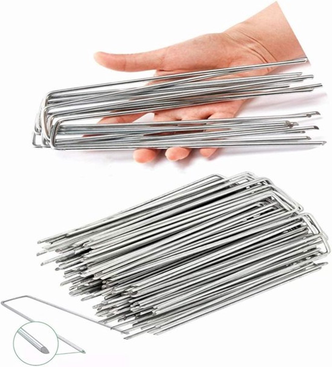 30stuks - Grondankers - Stalen haringen - set van - Klassieke stalen - tentpennen - Tuinharingen - Tuinbeveiligingspennen - Kunstgras-nietjes - 4×20cm - voor zonneschermen en schommels - voor het bevestigen van worteldoek