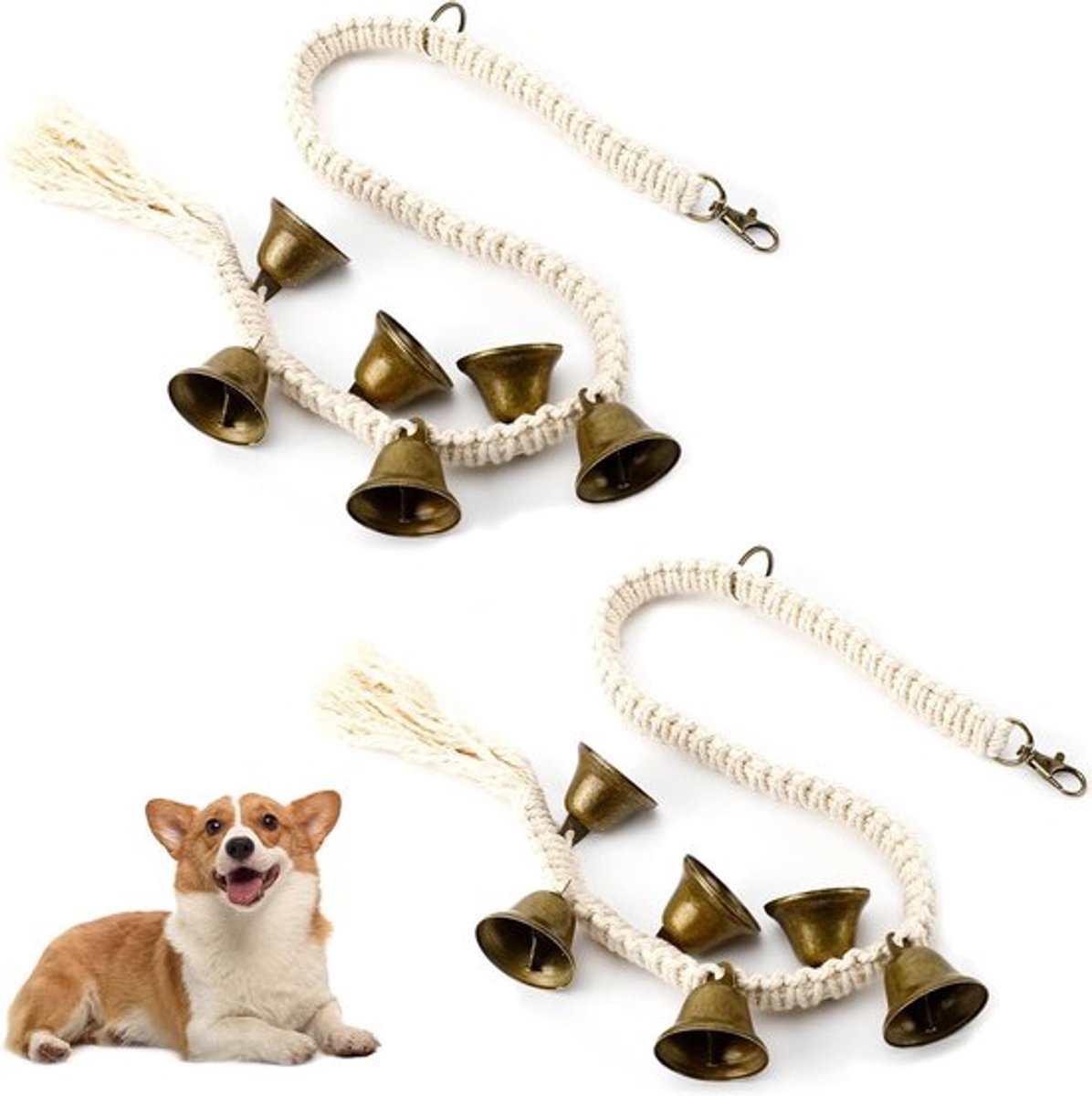 2-pack - Hondentoilet/deur-opener trainingsbel - Vaste punt-ontlastingstrainingsbel voor huisdieren - Speciale trainingsbenodigdheden voor puppy's