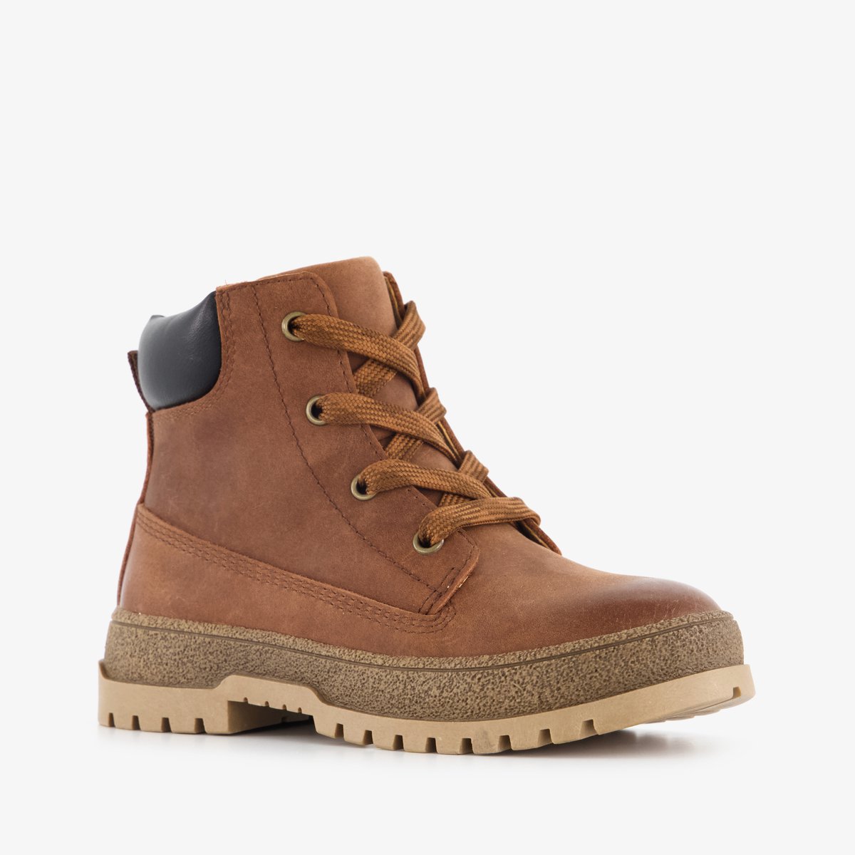 Stap leren jongens veterschoenen bruin - Maat 23