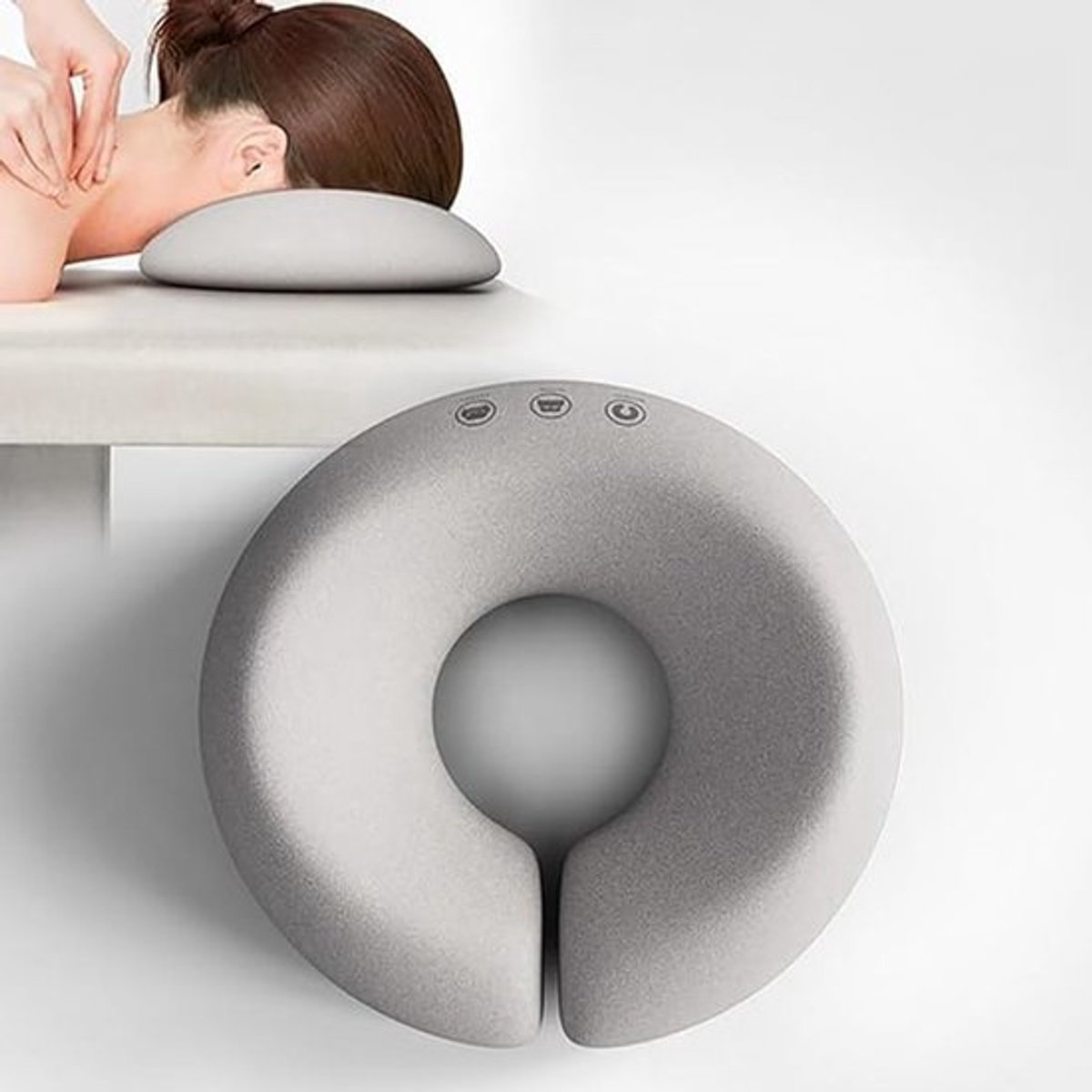 Buikligkussen - Massagekussen voor op de buik - 28,8 x 7,5 cm - U-vormig kussen - Traagschuim - Gezichtskussen - Hoofdsteun voor spa, schoonheid, gezichtsbehandeling en ontspanning - Hoofdsteun voor salon - Grijs