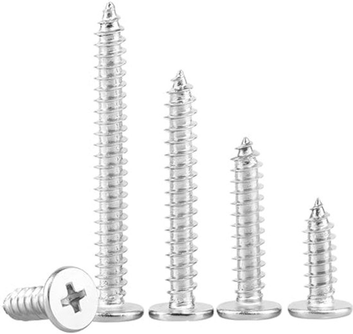 20 stuks Dunne Zelftappende Schroeven, Kruiskop Platkop, 304 RVS, M6 x 20mm, Houtschroeven voor Reparaties