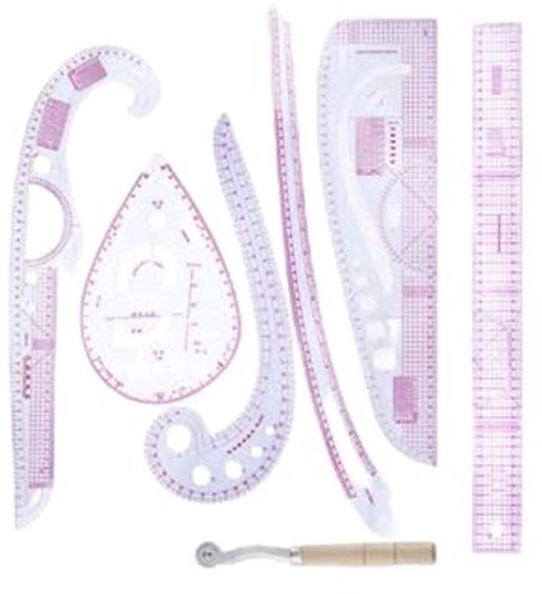 7-delige Ruler Set - Kleding-, Patroon-, Snij- en Bochtliniaal met PVC Materiaal voor Modeontwerpers