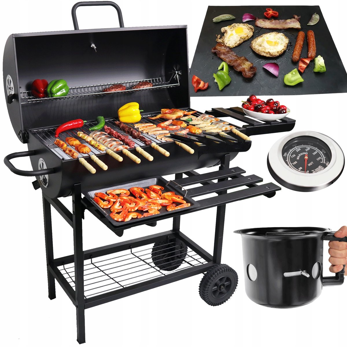 Primaveo Ignis Koolgrill met Deksel, Grote Capaciteit & Thermometer