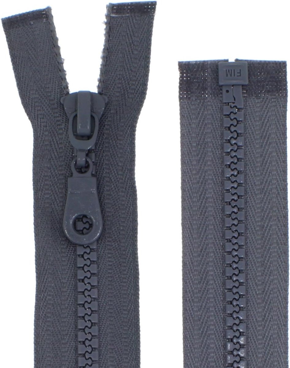 Zip for jackets, plastic, plastic, zip, divisible (dark grey, 75 cm) - ShopVlot