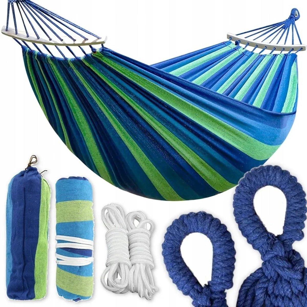 Merkloos Dubbele Tuinhamak 260x150 cm met Spreidstok - Comfortabel & Duurzaam