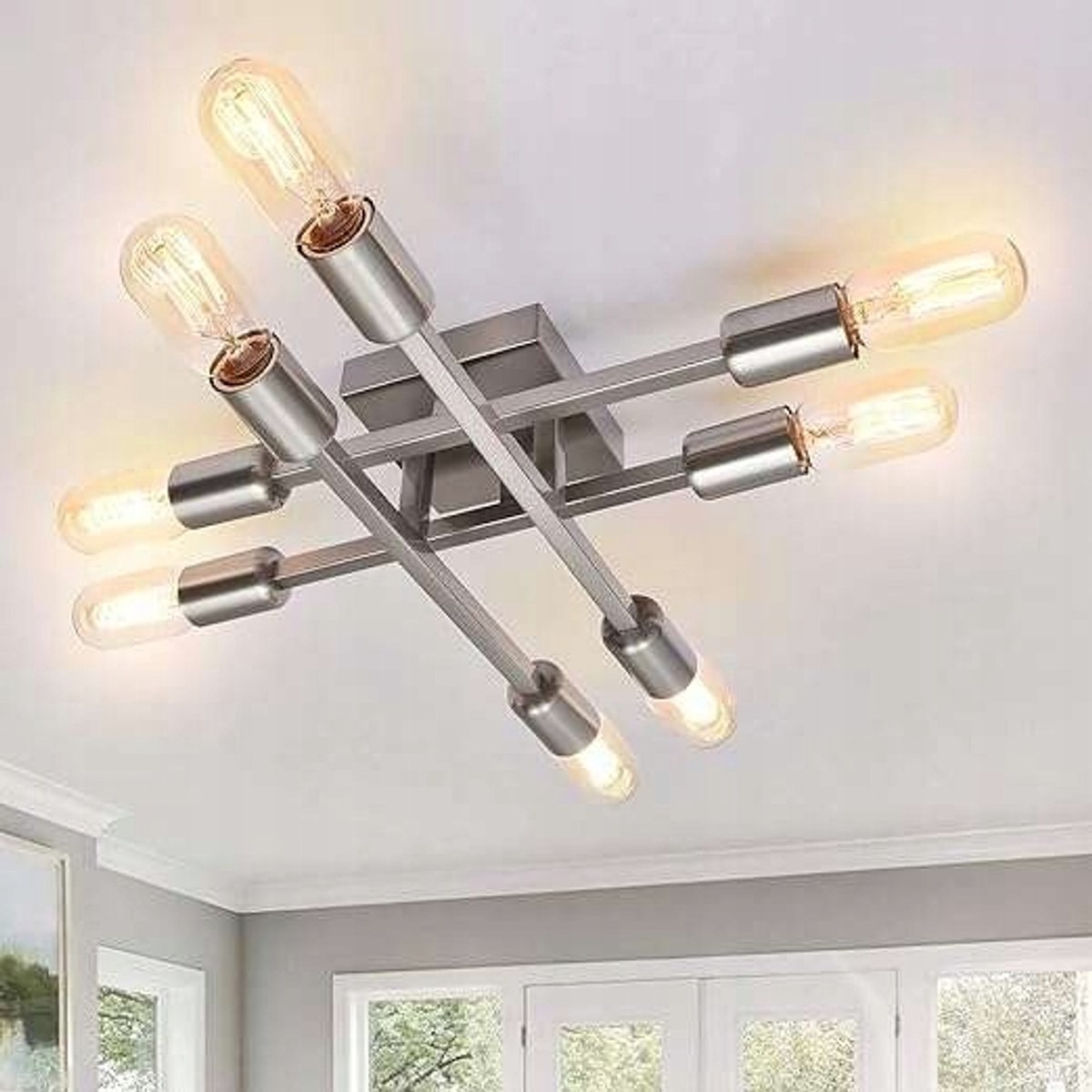 LED Plafondlamp Sputnik 8-lichts Nikkel