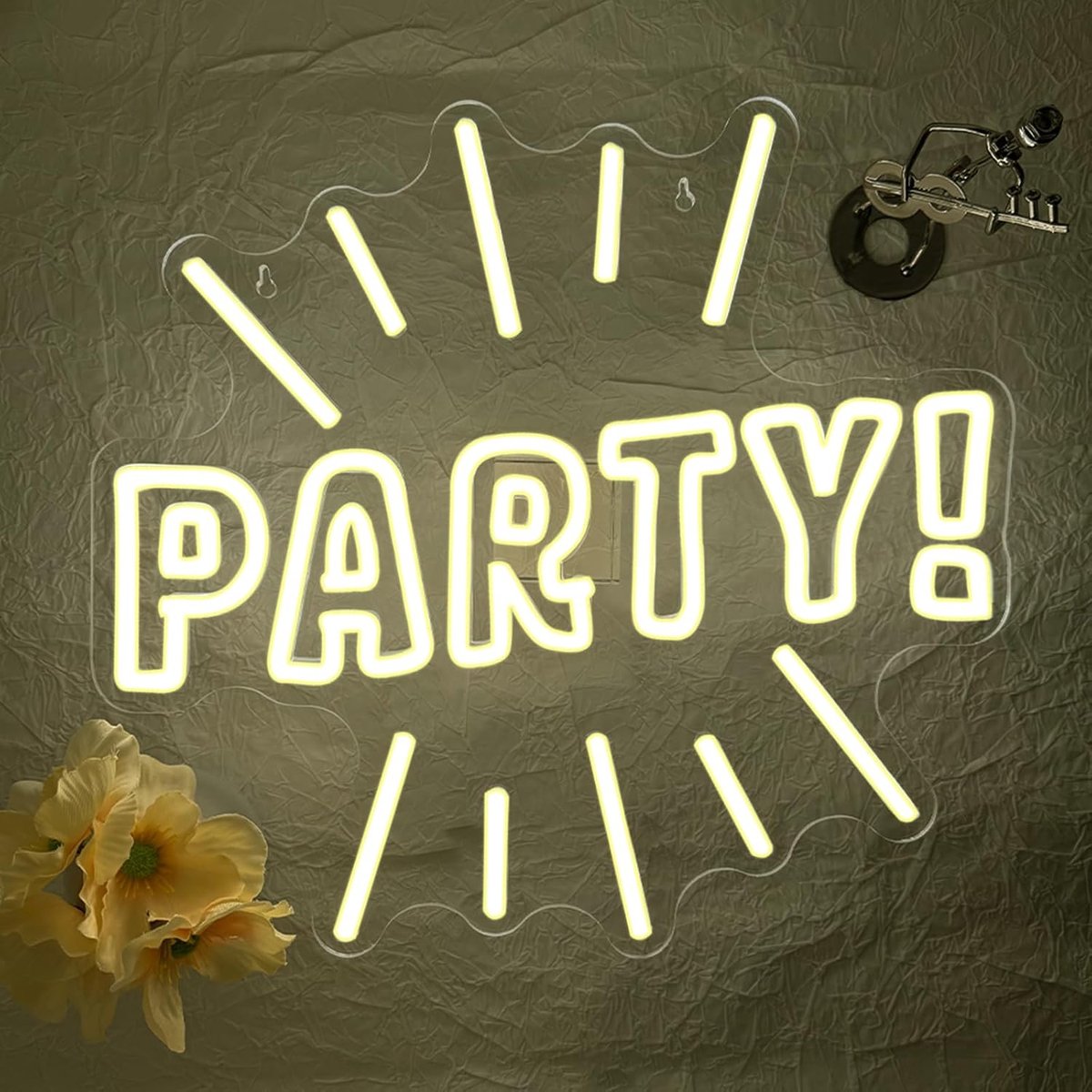 Neonbord Party - Dimbaar led met neonkleuren - Personaliseerbaar wandbord - Sfeervolle decoratie voor feesten - ShopVlot