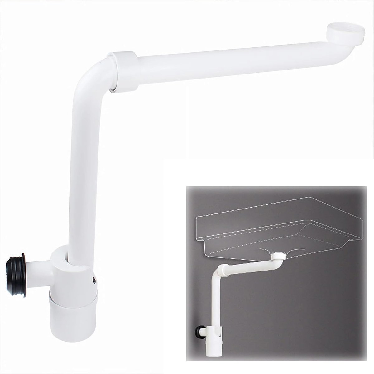 Sifon 1 1/4 inch - ruimtebesparend - kunststof - 360° verstelbaar voor wastafel - ShopVlot