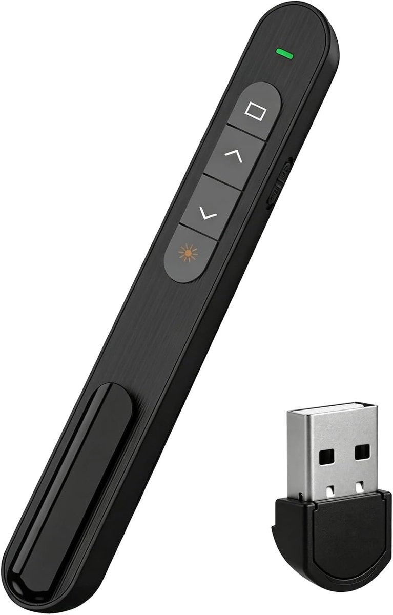 Draadloze Presenter met Laserpointer Rood voor Powerpoint Presentatie Afstandsbediening USB Presentatie Klik met Clip Slide Advancer voor Mac Windows Zwart