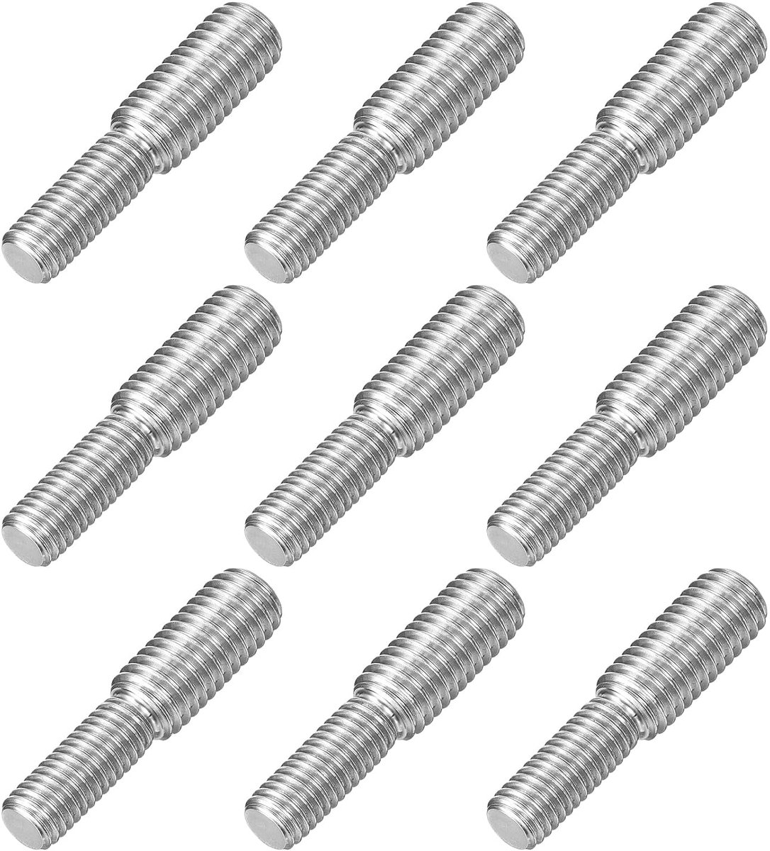 Dubbeleind-schroefbouten M8 x 20 mm op M10 x 20 mm, 9 stuks schroefdraadreduceringsadapter van roestvrij staal 304 voor montage van meubels en machines