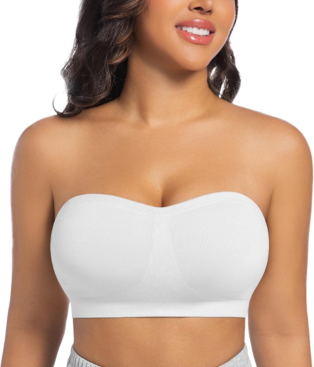 Naadloze bandeau-beha voor dames, strapless bustier, top zonder beugel, schoudervrij, beha met transparante bandjes