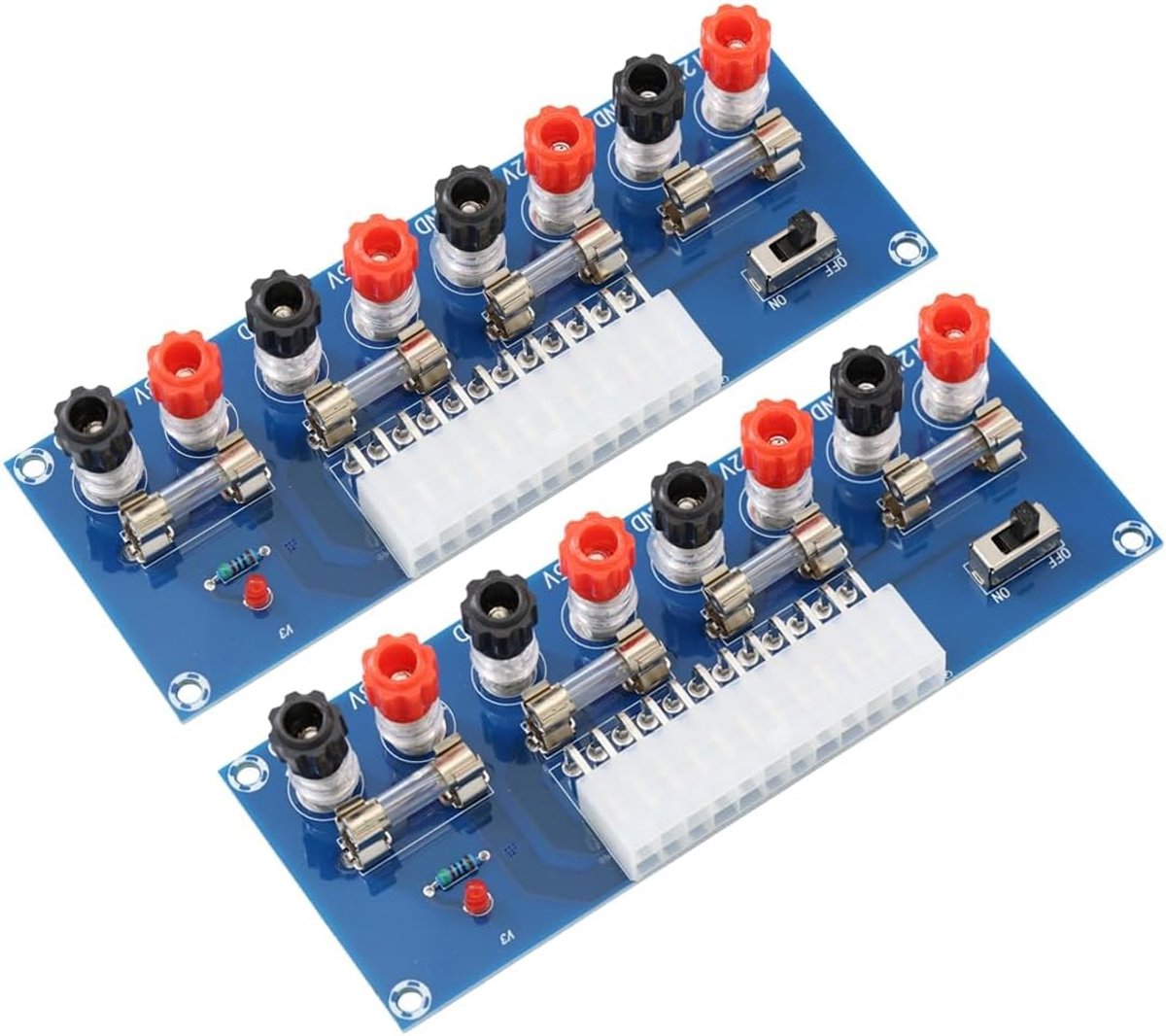 Breakout voor Desktop-pc-voedingsmodule overdrachtskaart 24-pins Uitgangsmodule Ondersteunt 3,3 V/5 V/12 V/-12 V Voedingsuitgangsconnector voor ATX (Verpakking van 2)