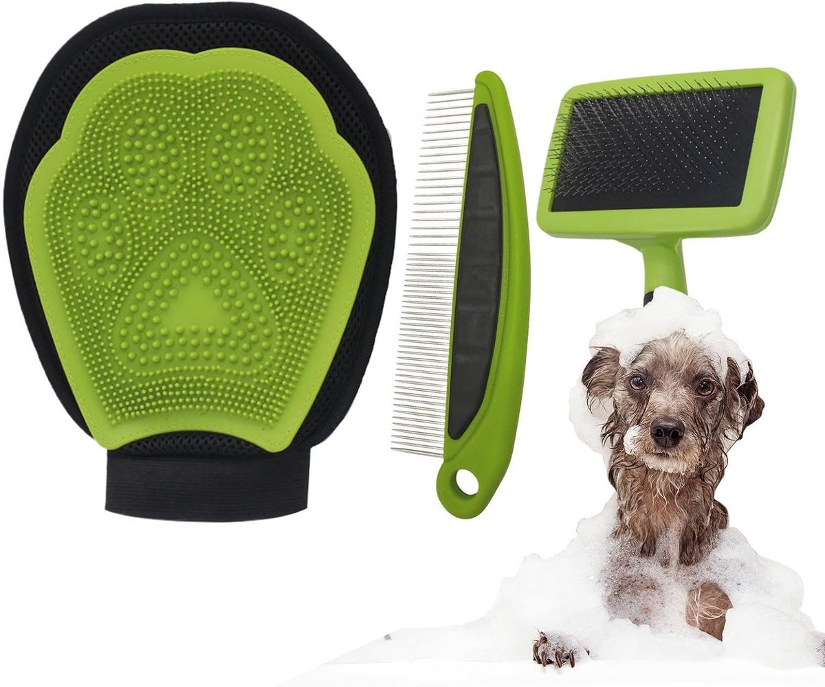 Set Haarverwijderingshandschoen | Vachtverzorgingsborstel Voor Klitvrij Maken Katten Kitten Ontwarren Puppy Douche Baden Reinigen