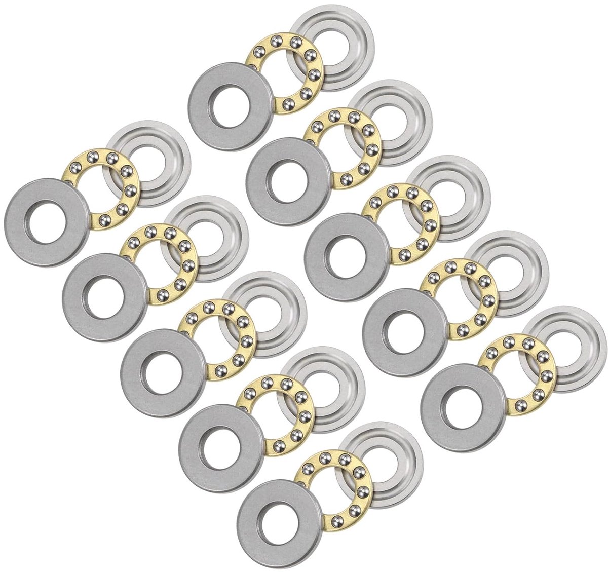 10 stuks axiale kogellagers F8-19M - [8 mm x 19 mm x 7 mm] miniatuuraslagers van verchroomd staal met sluitring voor het gebruik van gereedschapsmachines
