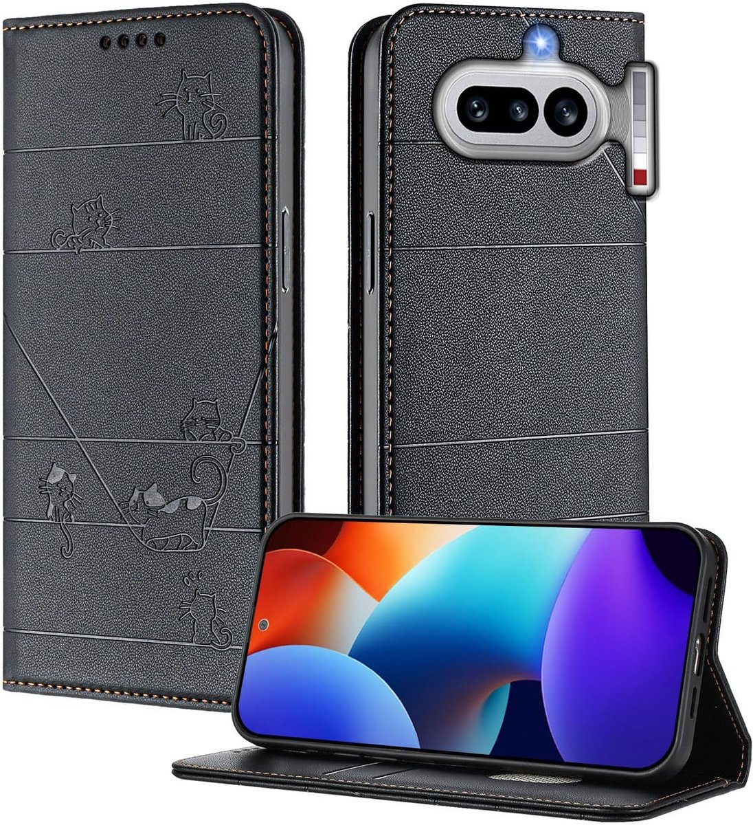 Hoesje voor Nothing Phone 4a - Premium PU Leren Hoes met RFID-bescherming, Pashouder, Magnetische Sluiting, Flip Case, Schokbestendig - Zwart