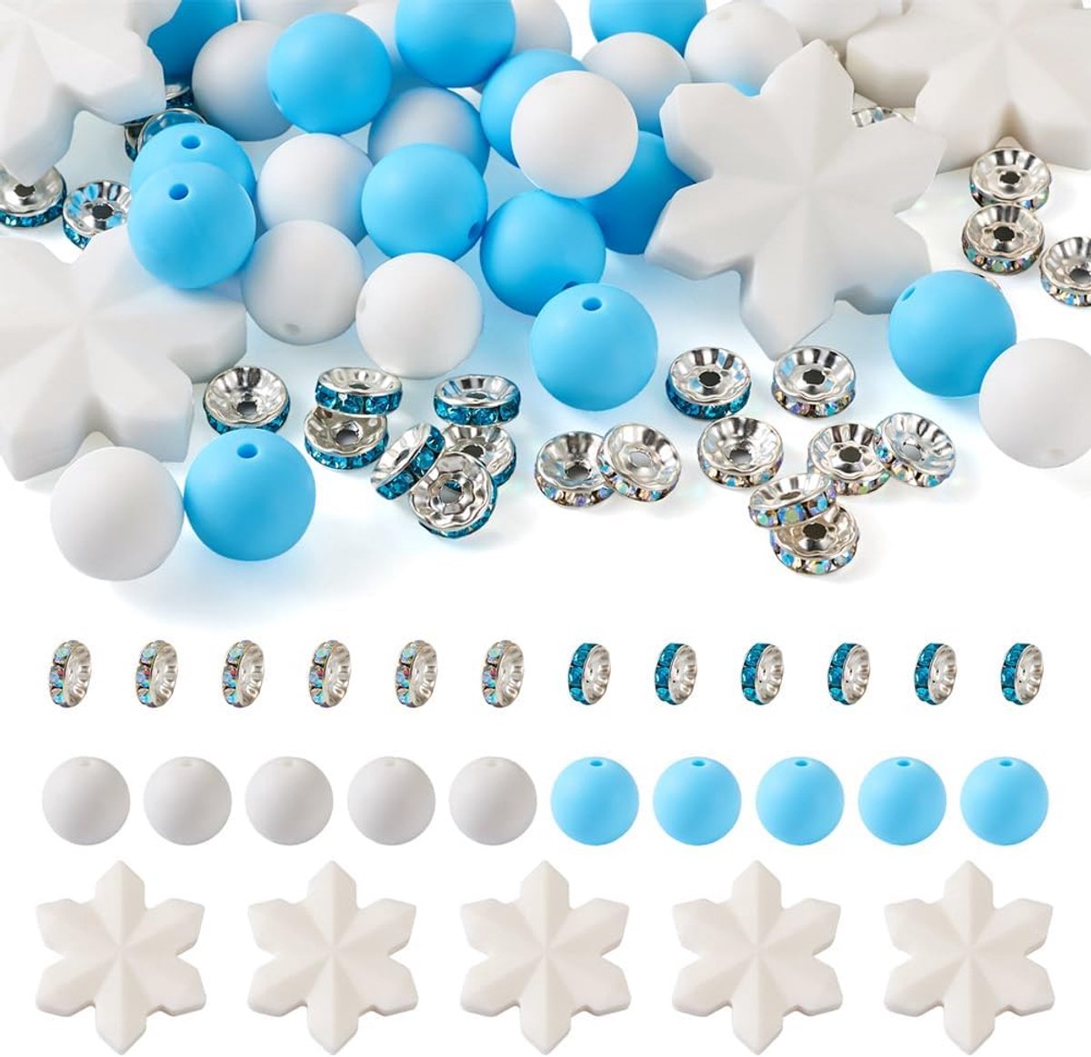 Kralen Ronde Rubber Losse Kralen Met Glas Strass Spacer Kralen Voor Sieraden Maken