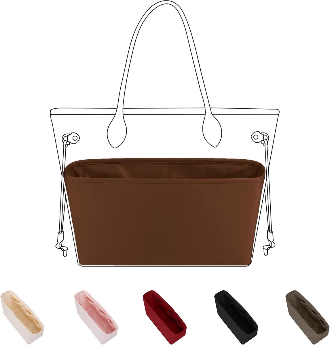 Silk Bag Organiser Fits LV Neverfull PM/MM/GM, Silky Smooth Touch, Luxury Handbag & Tote Shaper (Gold, MM)
