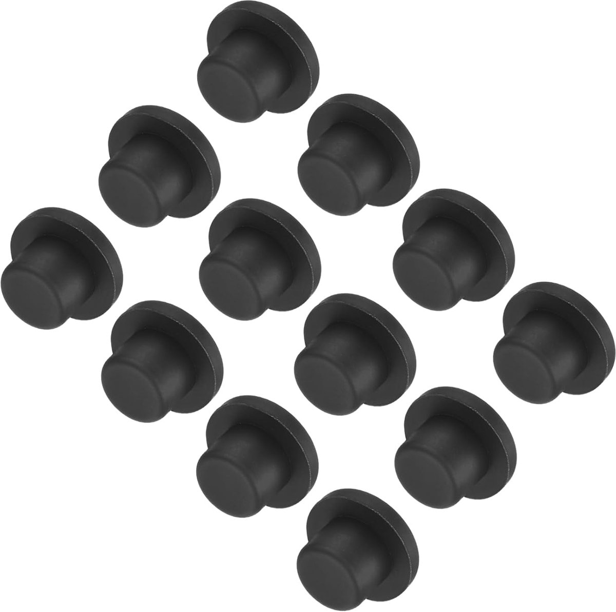 Siliconen stekker voor hoge temperatuur, diameter 14,1 mm, T-vormige rubberen stop, gatstop voor poedercoating, afdichtstop, zwart, verpakking van 12 (OD 22 mm)