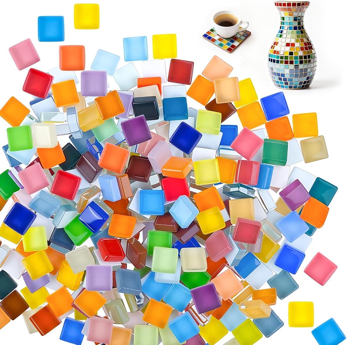 1 kg mozaïekstenen om te knutselen, polygon mozaïektegels, knutselset, mini-mozaïekstenen, kleurrijke kristallen mozaïektegels, keramiek, mini mozaïektegels voor doe-het-zelf creatief, bloempotten