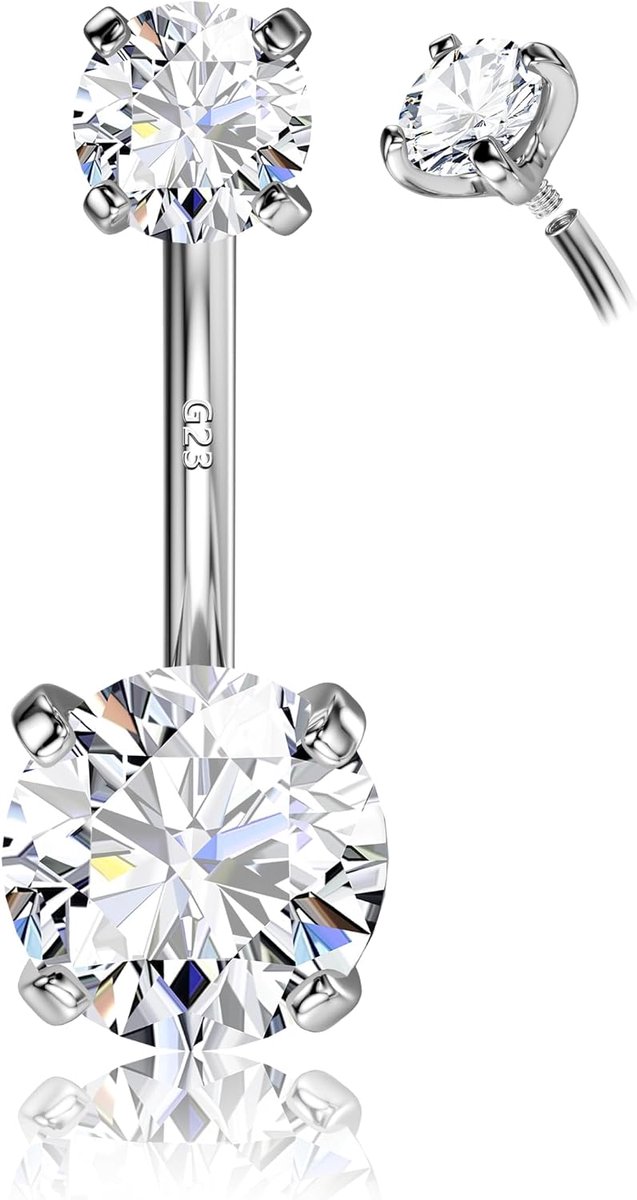 14G Chirurgisch Staal G23 Titanium Sterling Zilver 14K Gouden Navelringen voor Vrouwen Zirkoon Ronde Navel Barbell Stud Piercing Sieraden Hypoallergeen