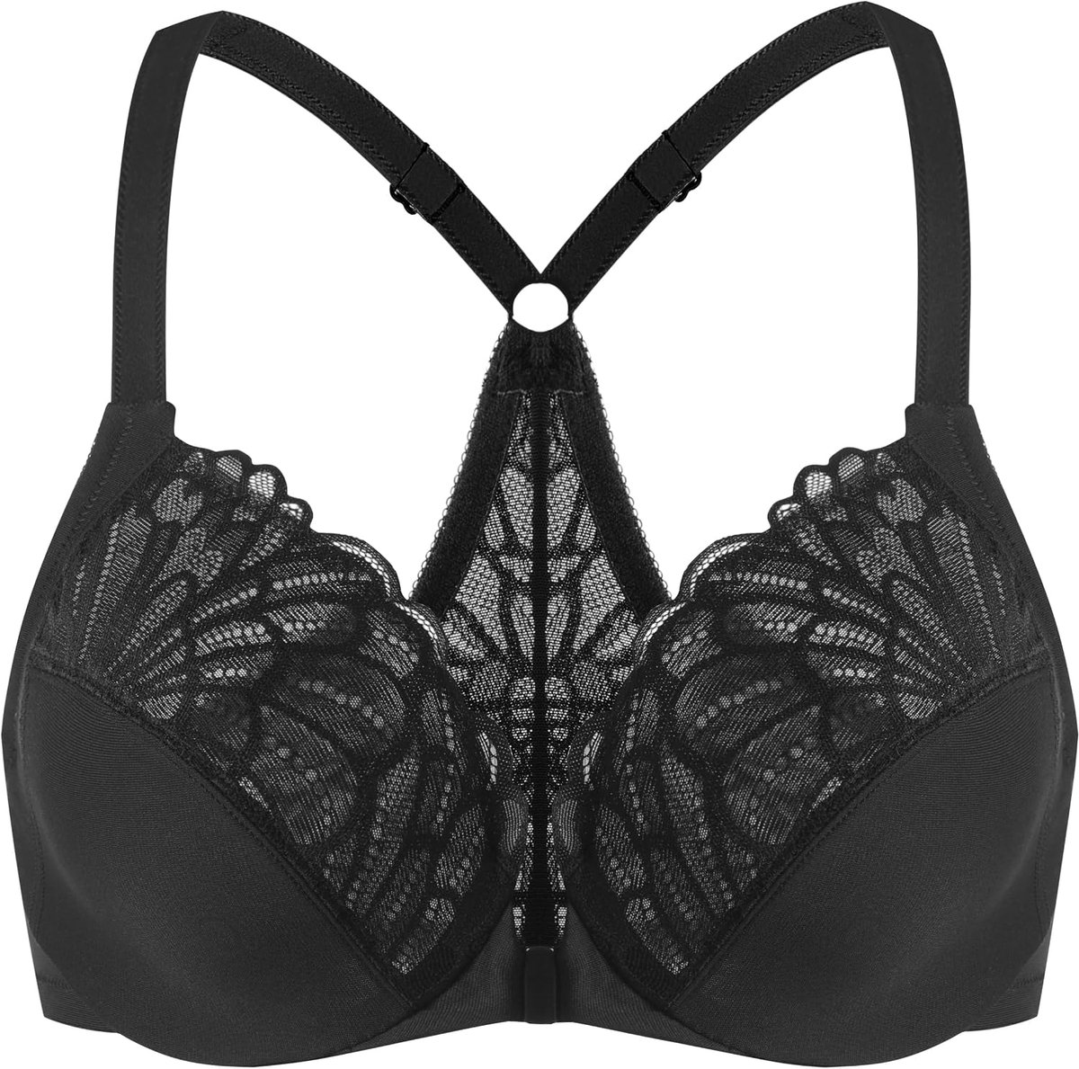 Dames Flora Kanten Ongewatteerde met Beugel Front-Sluiting Racerback BH