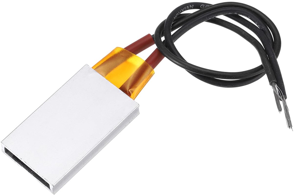 PTC verwarmingselement 12V - aluminium behuizing - keramische folietaplaat - constante temperatuur tot 70°C - SnelShoppen