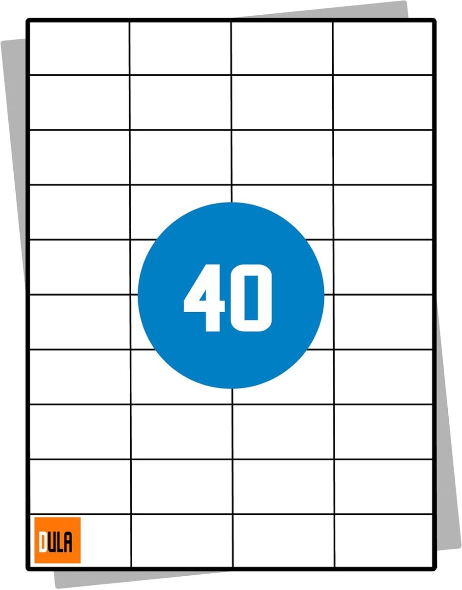 Etiketten A4 - 40 stickers per vel - 52,5 x 29,7 mm - 1000 vel - SnelShoppen