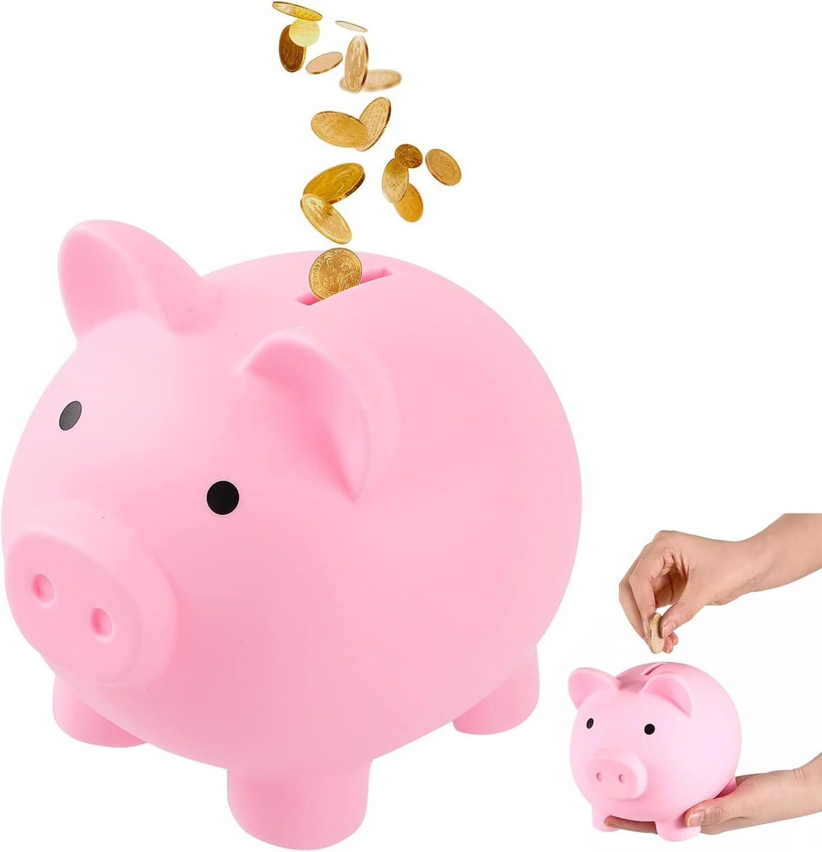 Spaarpot voor kinderen, roze, voor meisjes, onbreekbare spaarpot voor kinderen, kunststof (1, M)
