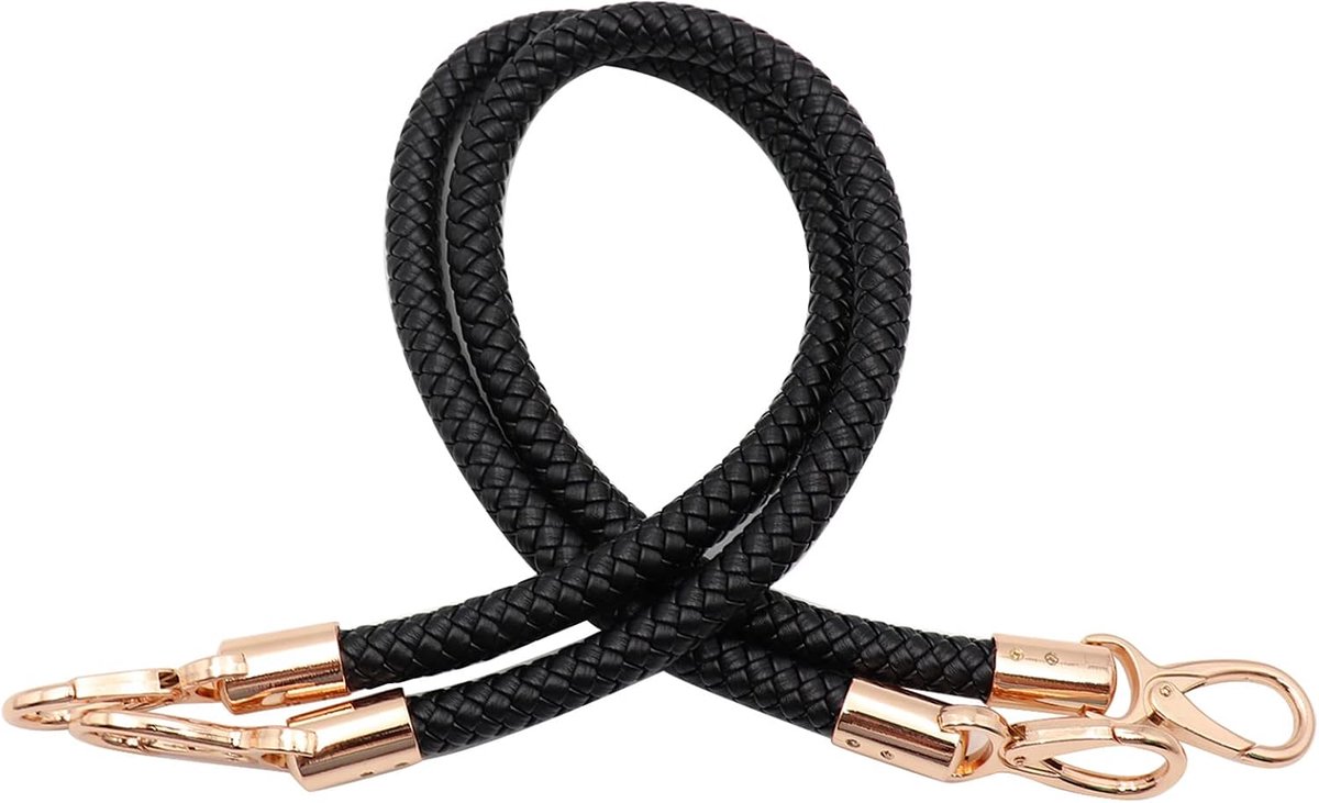 PU-leer, 2 stuks, zwart leer, 60 cm, tassenriem met 2 karabijnhaken, doe-het-zelf tasaccessoires, schouderriem voor tassenriem, vervanging