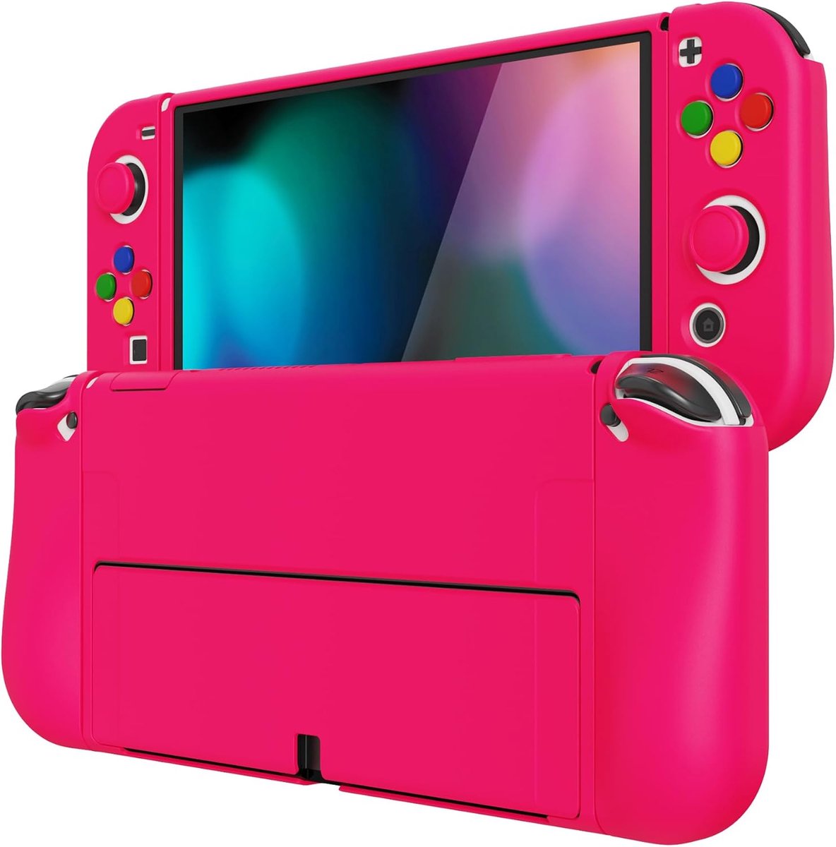 Zachte Beschermhoes TPU voor Nintendo Switch OLED - ZealProtect Flexibele Grip Cover met Duimgreep Caps & ABXY Richting Knop Cover, Compatibel met Console