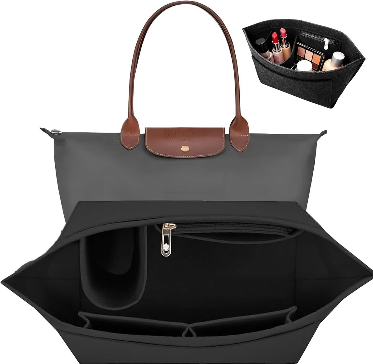 Tas dames tasorganizer voor tassen, tassen organizer voor M multi-pocket vilten handtas voor inzetstuk wallet (M)