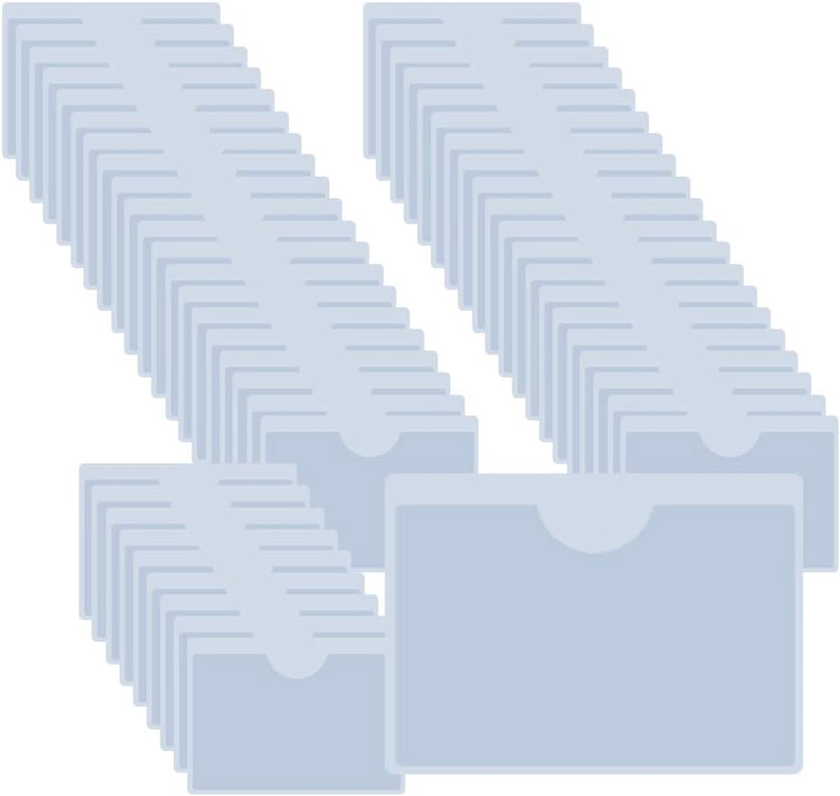 50 Stuks Transparante Etikettenhouder, voor school,kantoor en thuis | PVC, 5×7cm, transparant, zelfklevende,bovenopening,Horizontaal model, voor het opbergen van papier, indexkaartjes,foto's enz.
