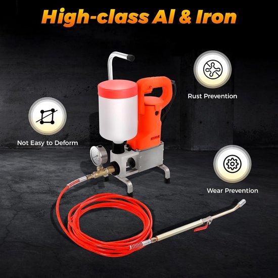 Hogedruk-injectiemachine, 720 W, 10.000 psi, grouting machine voor het afdichten van betonscheuren, lek- en waterbescherming, bouwgereedschap van aluminium en ijzer — afbeelding 3