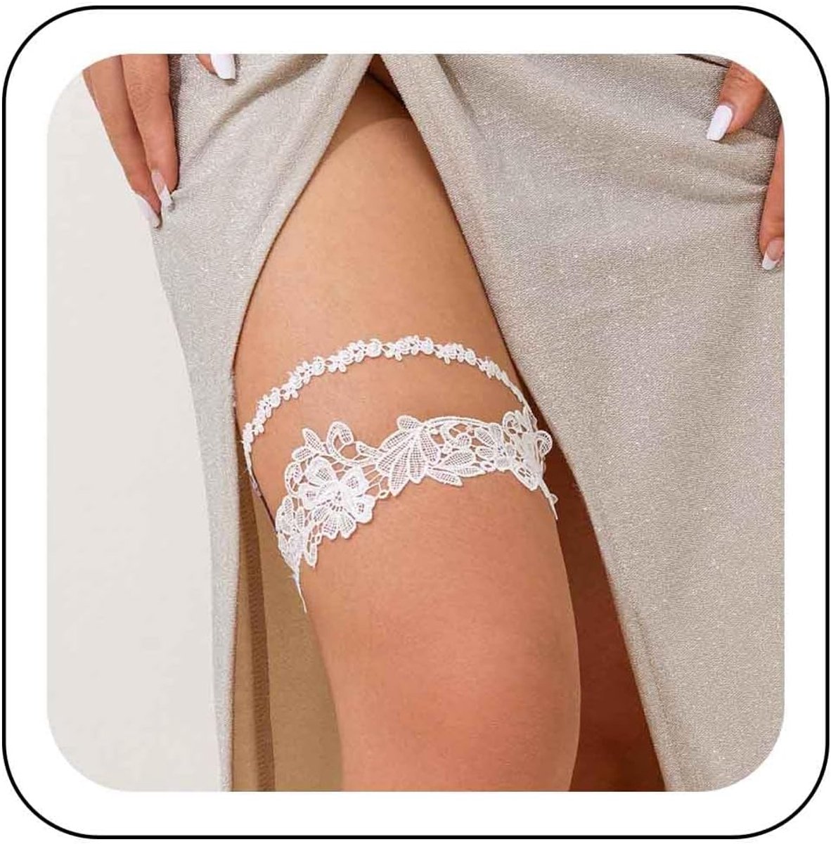 Set van 2 stuks, voor de bruid, zwart, bloemen, kant, kousenband, elastische kanten riemen, beenkousenbanden, bloemmotief, accessoires voor vrouwen