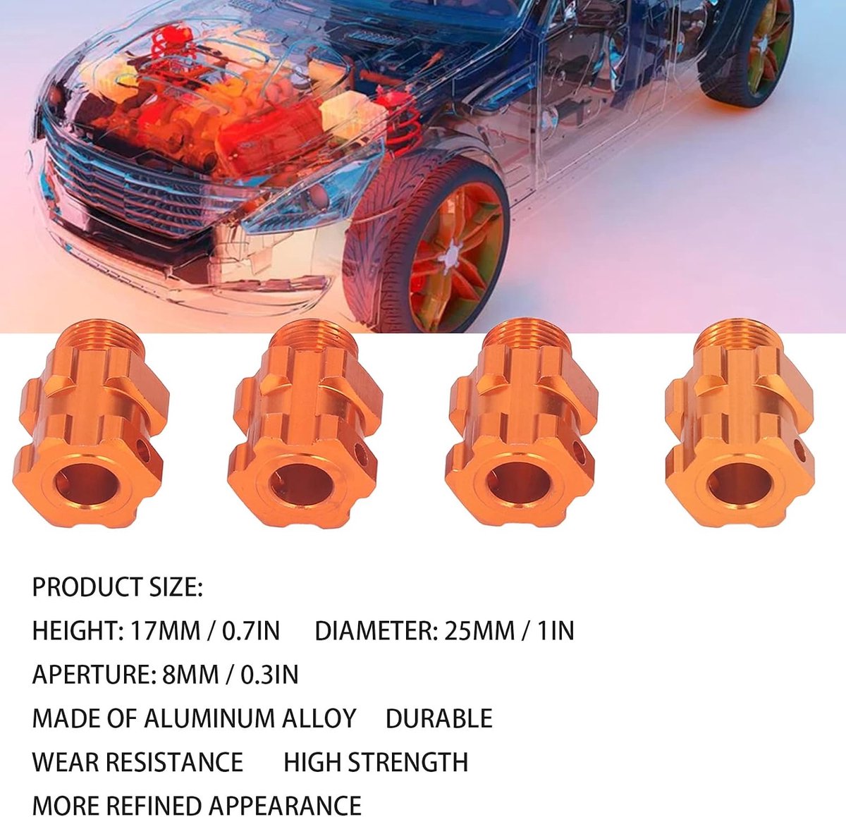 17 mm RC Wheel Hex naafadapter set van 4 aluminiumlegering voor ZD Racing 07 1/7 RC Car