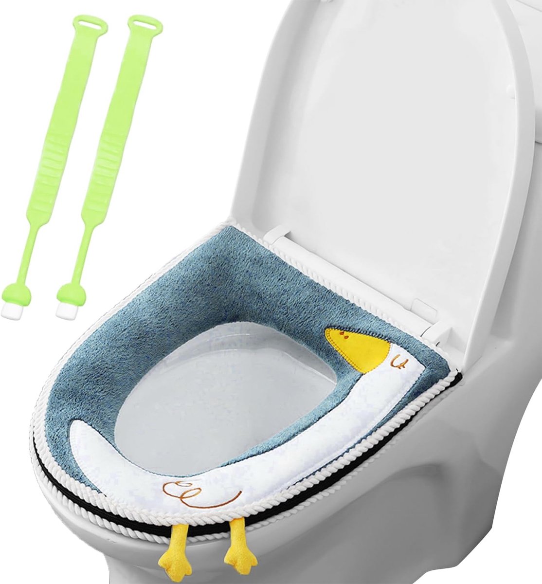 1 stuk eendenpatroon toiletbril en 2-delige toiletdeksellifter, cartoon toiletbril, toiletaccessoires, waterdichte toiletbril