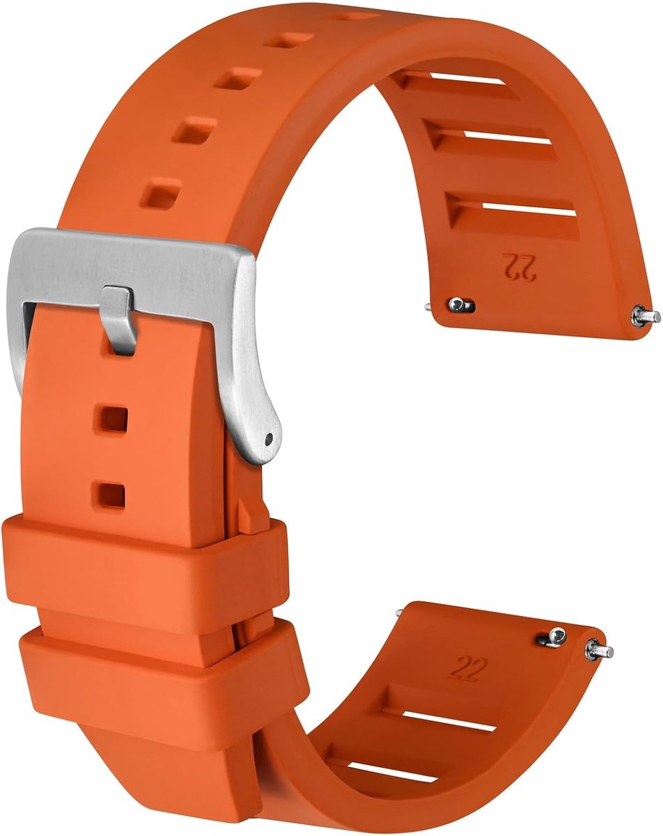 Horlogebanden, Fluororubber horlogebanden 20 mm 22 mm, vervangende horlogebandjes met roestvrijstalen gesp