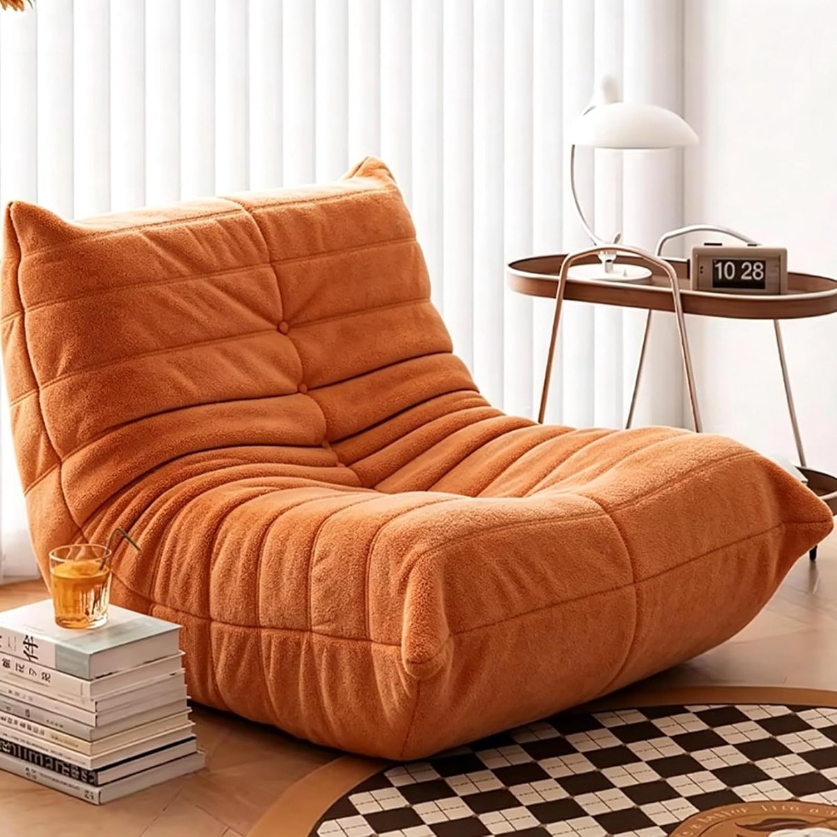 Vuurplaatsstoel, Hoek Zitzakstoelen, Comfortabele Luie Vloerbank, Ergonomisch Ontwerp Loungestoel Schuimbank, voor Woonkamer Slaapkamer Studentenkamer Salon Kantoor