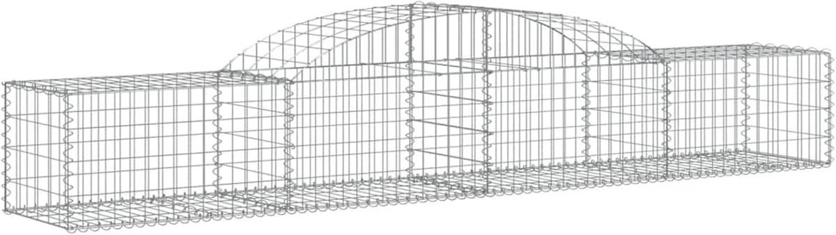 Schanskorven met hoge boog 7 stuks 300x50x40/60 cm gegalvaniseerd ijzer, stenen schanskorven steenkorven schanskorven muur schanskorven voor hek hangbevestiging voortuin 3146652