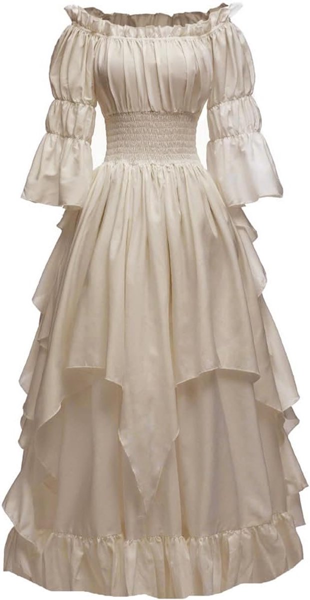 Gothic heksenjurk voor dames, middeleeuws, renaissance-kostuum, Victoriaanse jurk