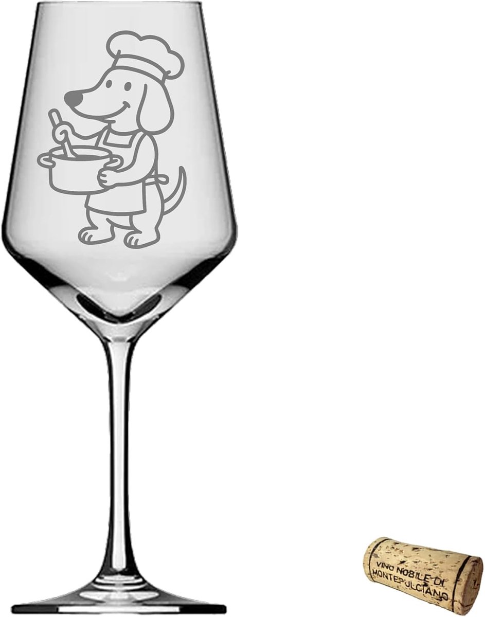 Weinglas Dackel elegant apt voor de vaatwasser met dackelgravure | Inhoud 350 ml, Hoogte 21 cm, Diameter 8 cm, Teckelgraveer, vaatwasbestendig, elegant ontwerp, ideaal voor cadeaus