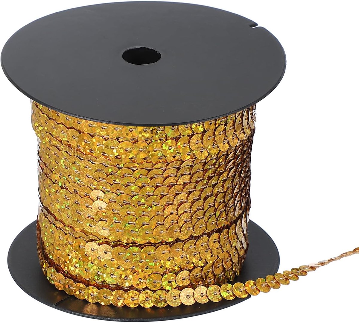 Paillettenlint, plat, 100 meter, rol met pailletten, plat, 6 mm, voor knutselwerk, naaitoebehoren, decoraties, laser donkergoud