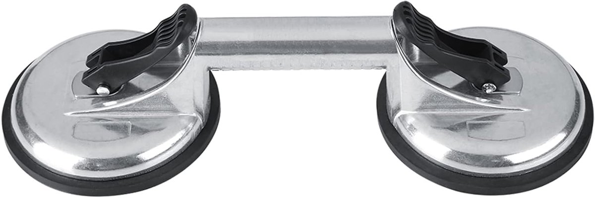 Zuignap Glaslifter - Deuktrekker Vacuümheffer - Objecten Verplaatsen - Dubbele Plaat - 105 kg Capaciteit - Zilver