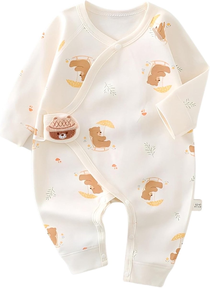 Babyrompertjes voor baby's, eendelig pak, pasgeborenen, uniseks, jongens, meisjes, jumpsuit met lange mouwen, 100% katoen, zacht en comfortabel