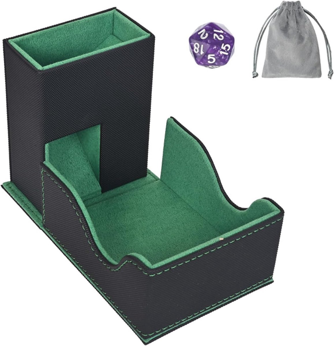 Dobbelsteenmat van kunstleer dobbelsteentoren 3-in-1 opvouwbare houder, MTG RPG DND Dungeons and Dragons Bordspel Cadeau