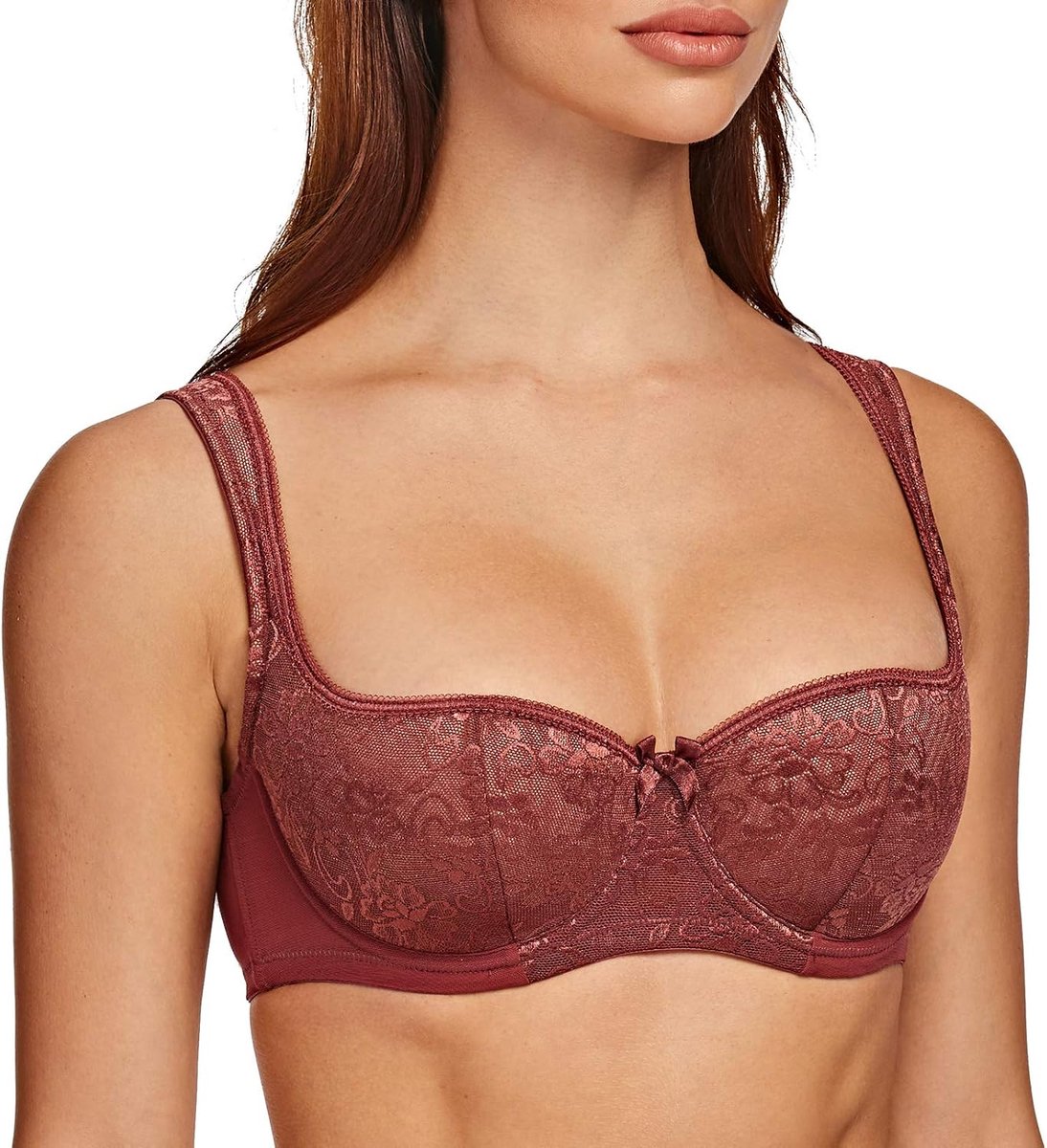 Dames gewatteerde band half cup beugel sexy kanten balconette bh