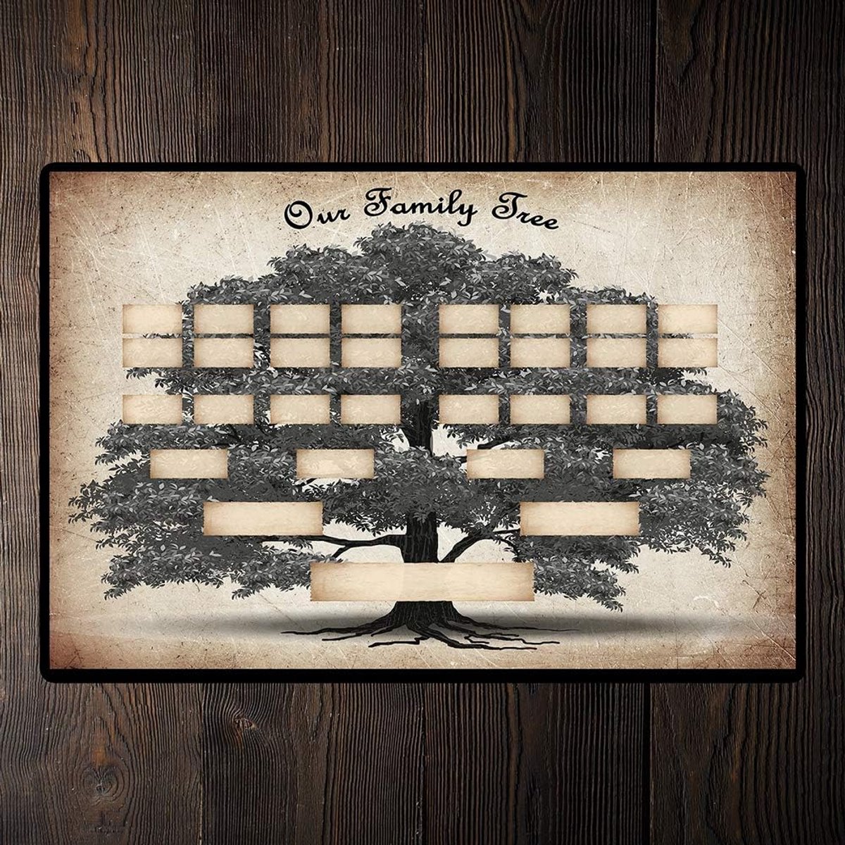 Stamboom diagram, doe-het-zelf 5 generatie stamboom diagram vintage muurkunst canvas poster home muurkunst decor 20 x 12 cm