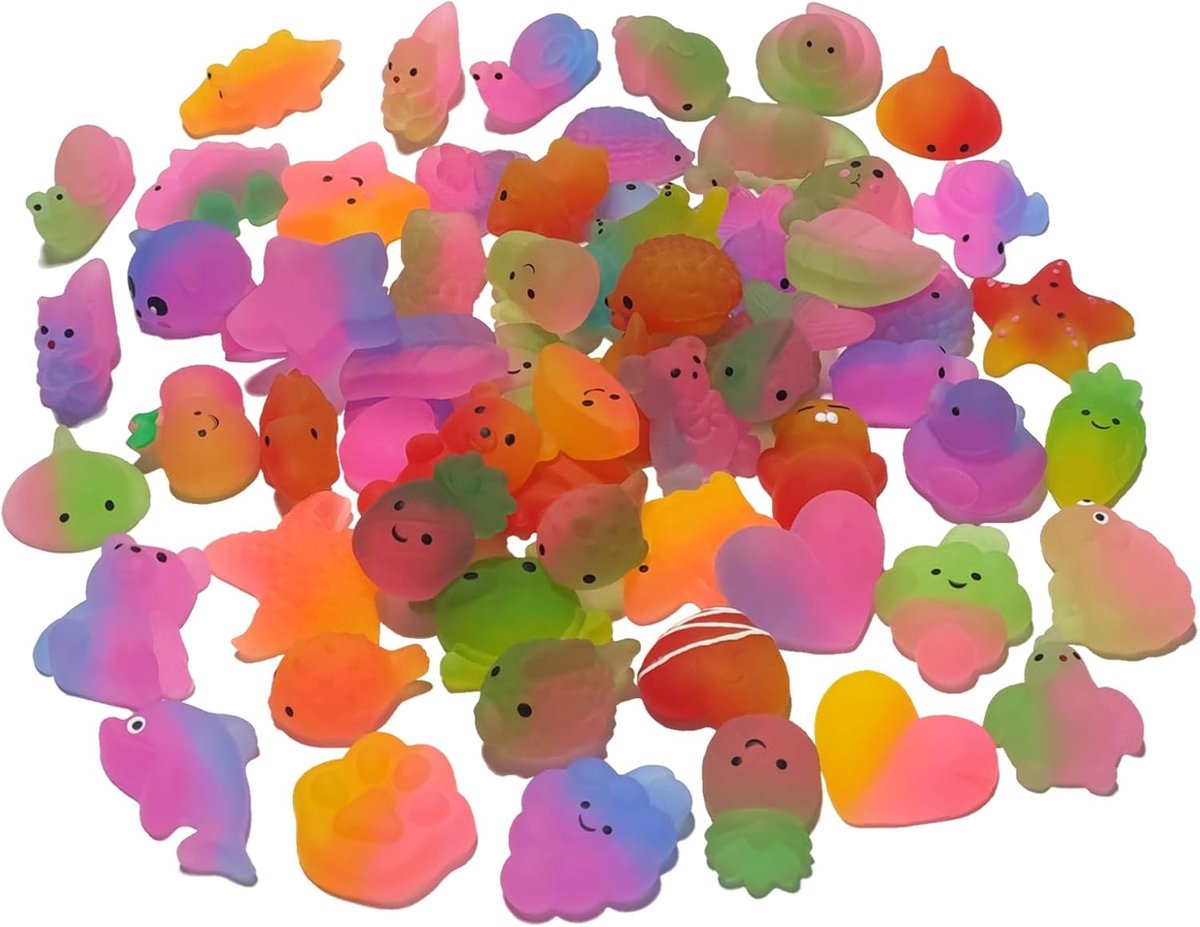 50 stuks (willekeurige levering) Mochi Squishy in kleurverloop, stressverlichting, knijp fidget speelgoed, beloningen in de klas, goody bag vuller, cadeaus voor Kerstmis, verjaardagscadeaus