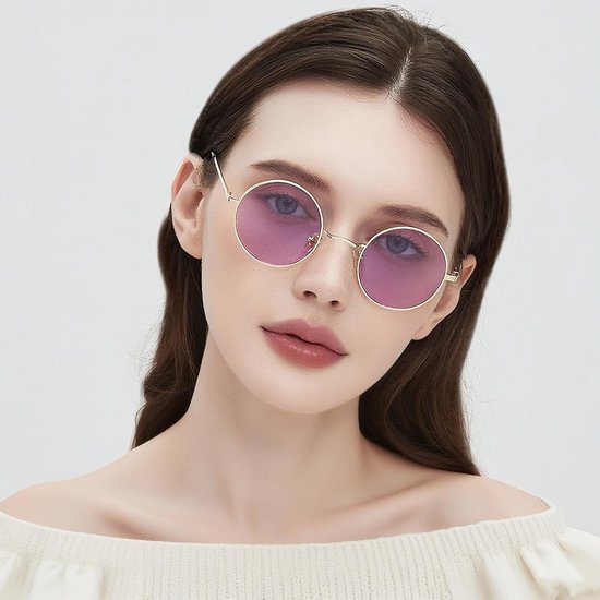 ronde zonnebril voor dames en heren, gepolariseerde zonnebril met metalen frame, hippie, UV400 — afbeelding 3